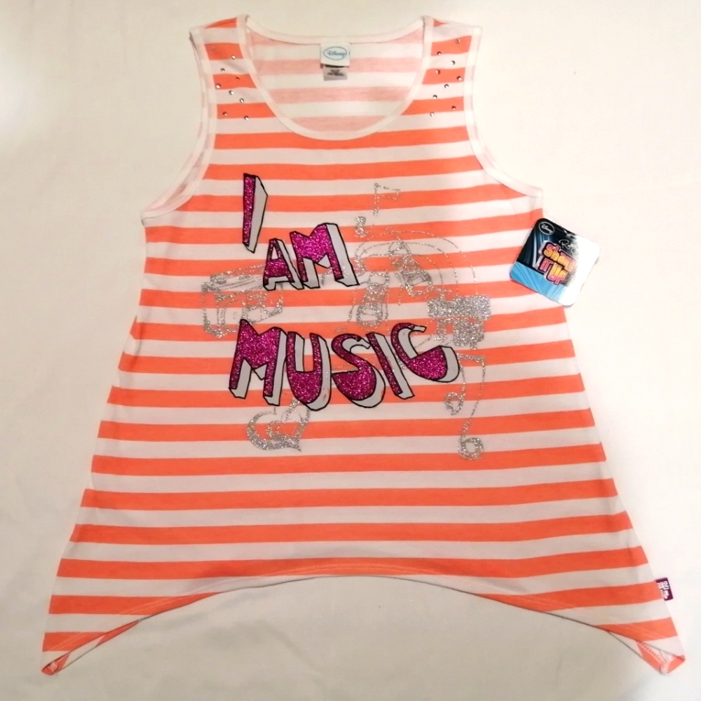 🔥SALE🔥 Disney Shake It Up Dance Striped Girl's Tank Top Tee NWT Size Large